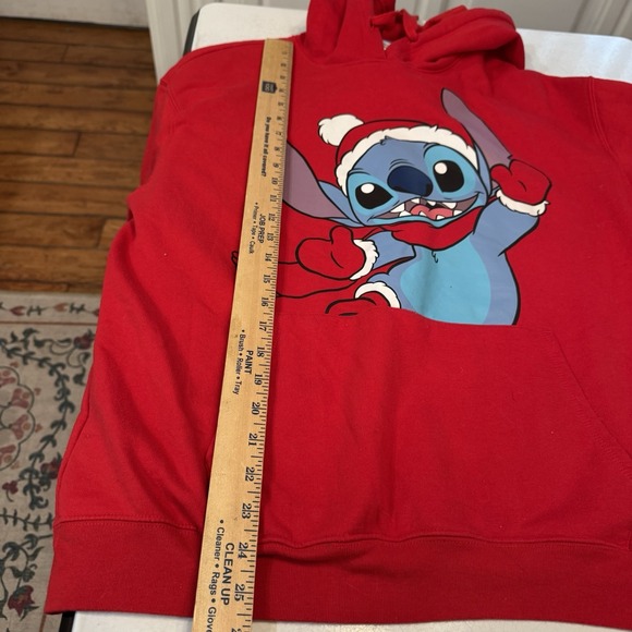 Disney‎ Stitch Christmas Hoodie Size Large Youth XL 15-17 Red - Picture 6 of 7